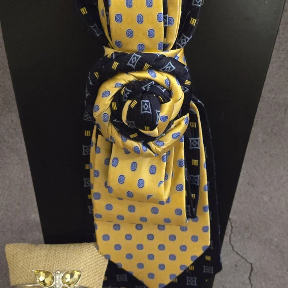 Yellow and Blue Polka Dot Women's Scarf - Picture 2 of 5